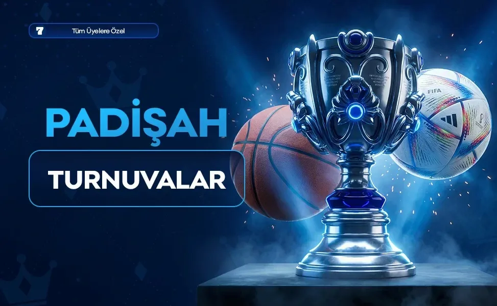 Padişahbet turnuvalar görseli: kupa, basketbol ve futbol topu